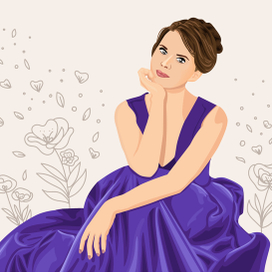 Девушка в лиловом платье