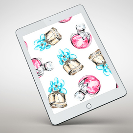 Watercolor perfume bottle designs pattern