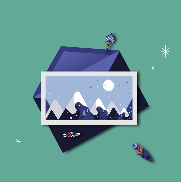 Открытка с изображением гор