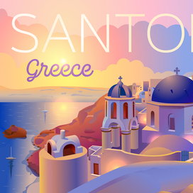 Санторини на закате.