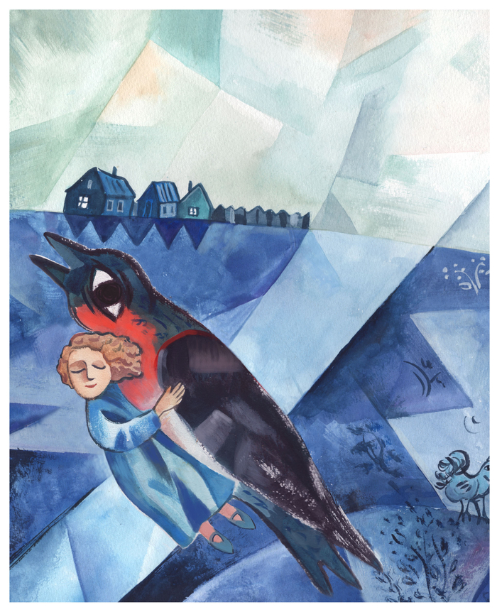 Дюймовочка в стиле Марка Шагала. 