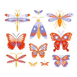 Set of insects. Stock vector illustration.