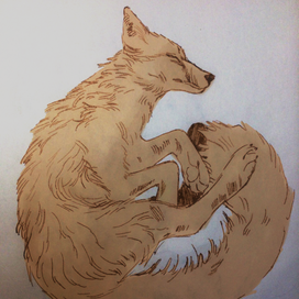 Набросок лисы к инктоберу