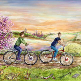 На велосипеде под дождём, разгоняя в лужах облака...