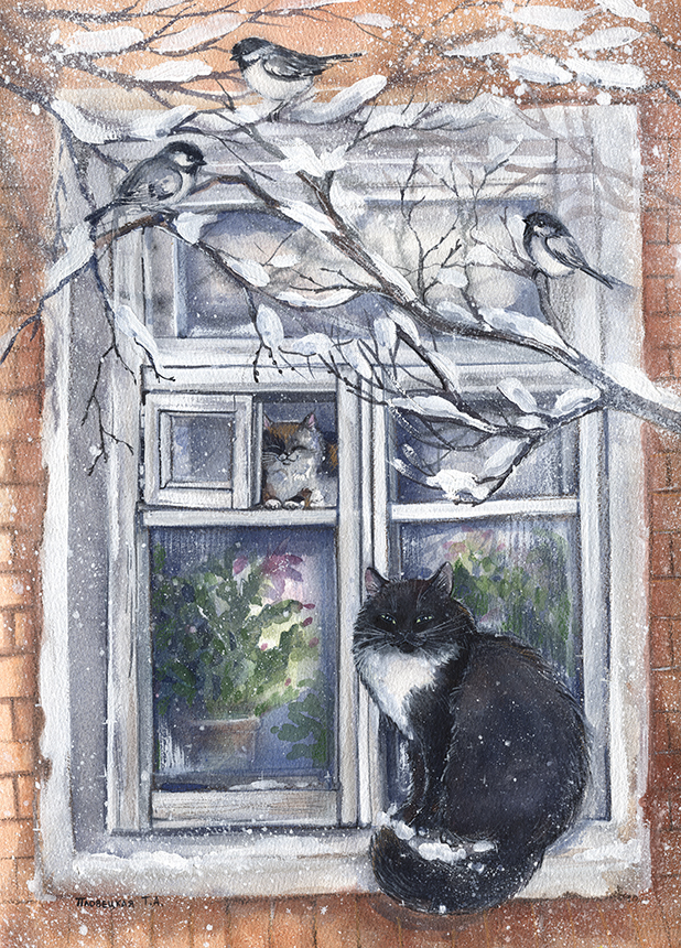 У открытой форточки