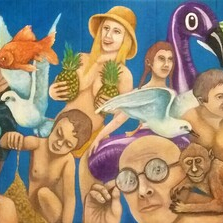 картина ,,Пляж,, размер 1.65Х59 картон,акрил.Не оформлена.Художник Андрей Трифонов.