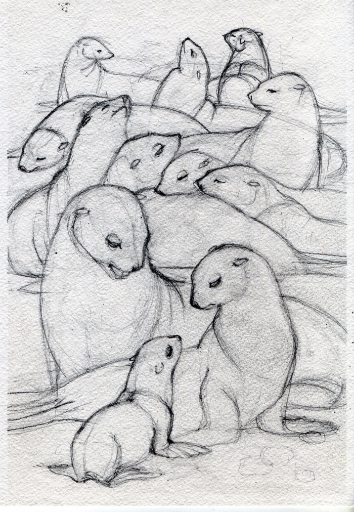 "Белый котик". Эскиз иллюстрации