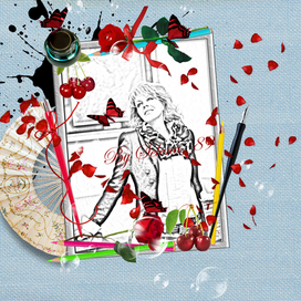 Розы и портрет