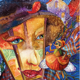 Иллюстрация для книги М. Лариковой "Стрекозиные крылышки". "Фонарь и Муха".