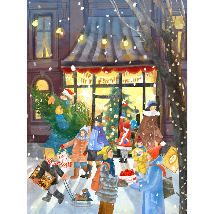 Новогодняя иллюстрация для бренда Ferrero Rocher