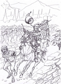 Испания. Нападение партизан на эскорт 3-го гусарского полка, сопровождающего военнопленного