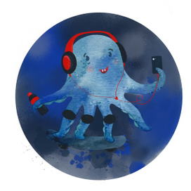 Осьминожка скейтер