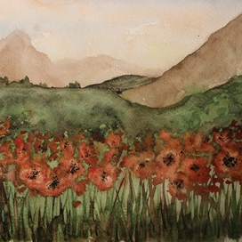 Пейзаж с маками