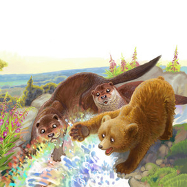 Мишка радугу зажигает