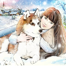 Зимний портрет с собакой
