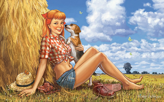 Август. Девушки и собачки.