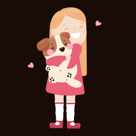 a girl and a puppy