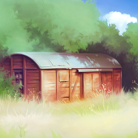 Пейзаж в стиле студии "Ghibli".