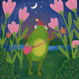 Лягушечка собирает цветы