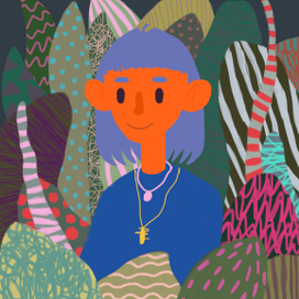 девочка в растениях 