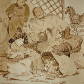 Иллюстрация к книге К.Бегалина «Бату-хан» сепия 2007