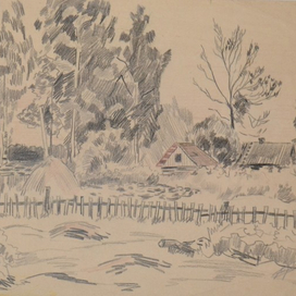 Деревенька,( зарисовка из альбома).