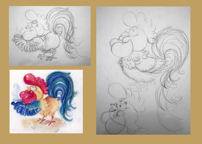 петушок-эскизирование
