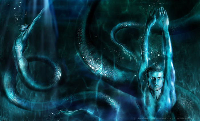  ПОРТРЕТ ПЛОВЦА в образе ЧЕЛОВЕКА-ДРАКОНА.