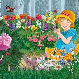 Эльза и цветочные человечки.