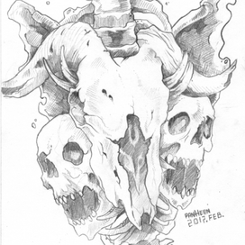 Эскиз тату "Череп быка"