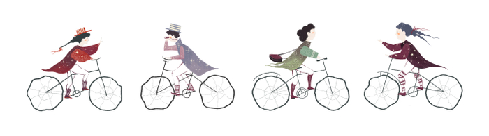 Волшебные детские персонажи велосипедисты