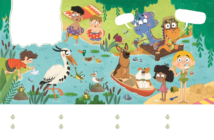 Иллюстрация к книге Olivia Haas "Opposites with a Dinosaur"