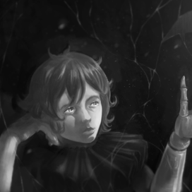 Mirror// Grayscale digital painting // Dark