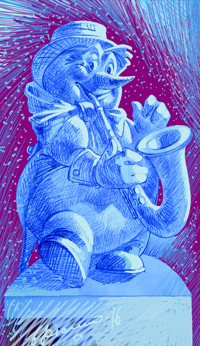 Снеговик музыкант.