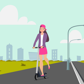 Девочка на самокате