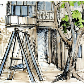 "canny courtyard ", 18х25, liner, aquamarker, 2015