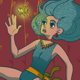 девушка с голубыми волосами