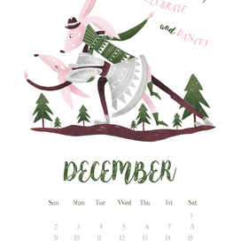 Декабрь, календарь "Танцующие животные"