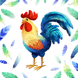 Новогодняя открытка Петух#2