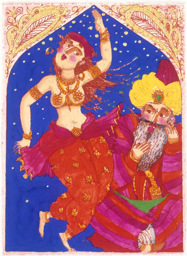 СЕРИЯ"ТЫСЯЧА И ОДНА НОЧЬ"бумага, офорт, акварель, 10x7, 1995