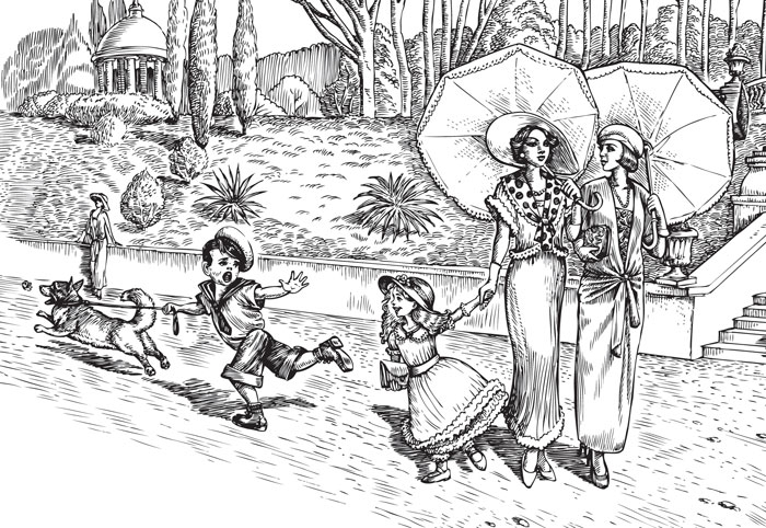 Фрагмент векторной иллюстрации для перегородки - Китайская беседка, Сочи 