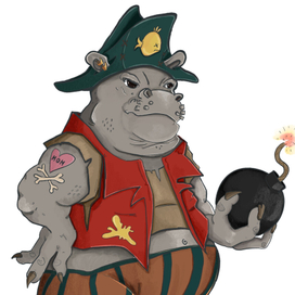 Дизайн Гиппопотама-пирата