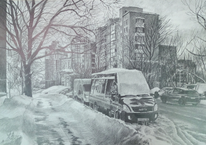 Зимний день на Погонном проезде в Москве 