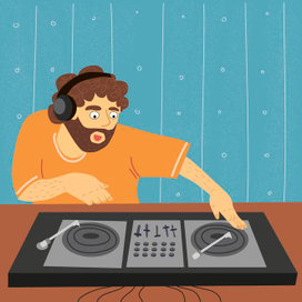 Папа любит играть на пластинках