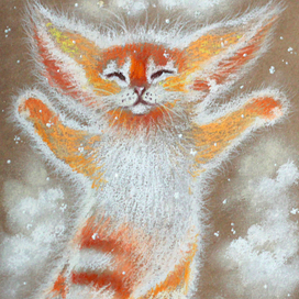 Картина пастелью - Оранжевое счастье. Зима