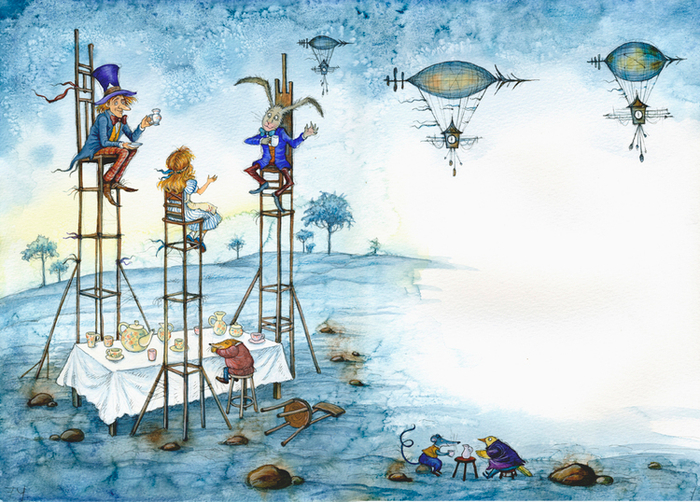 Л.Керролл "Приключения Алисы в стране чудес" тушь,перо,акварель 2013