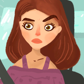 Кира в машине.