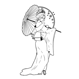 Гейша с зонтиком