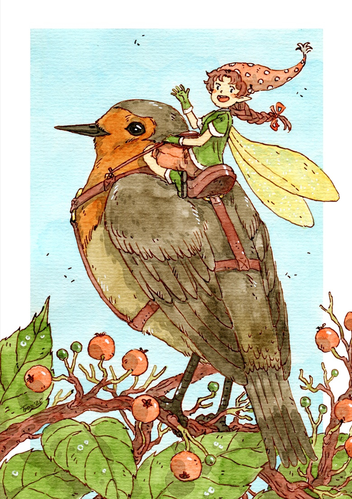 Фея верхом на птичке