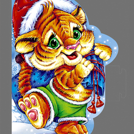персонаж тигренок на новогодней упаковке